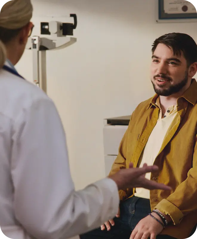 Real EKTERLY® (sebetralstat) patient Zach speaking with HCP